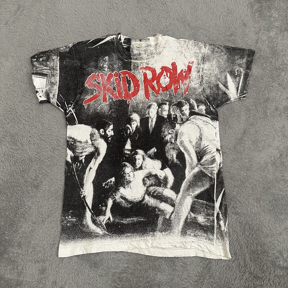 Vintage 1991 Skid Row Slave to the Grind All-Over Print T-Shirt Screen Stars